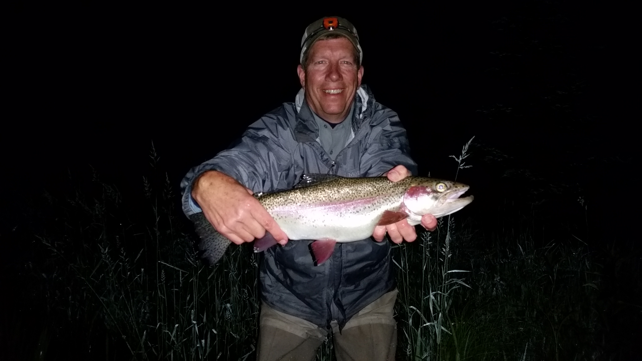 Bob Rogers with a nice 20 inch rainbow caught on a hex trip...